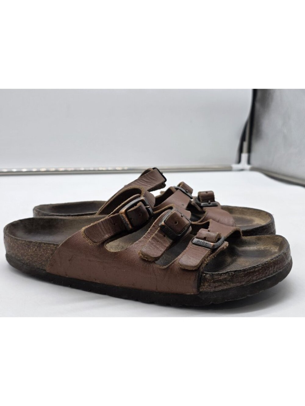 Birkenstock Florida Sandals Womens Size 5 36 Brown Triple Strap Damage Shoes